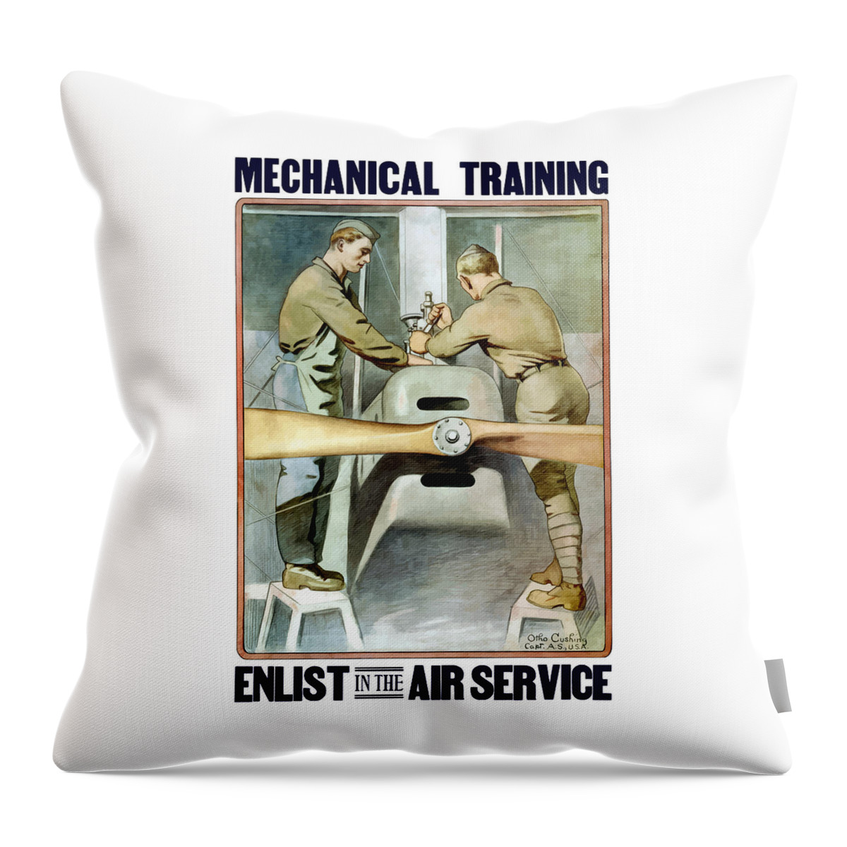 Ww1 Throw Pillow featuring the painting Mechanical Training - Enlist In The Air Service by War Is Hell Store