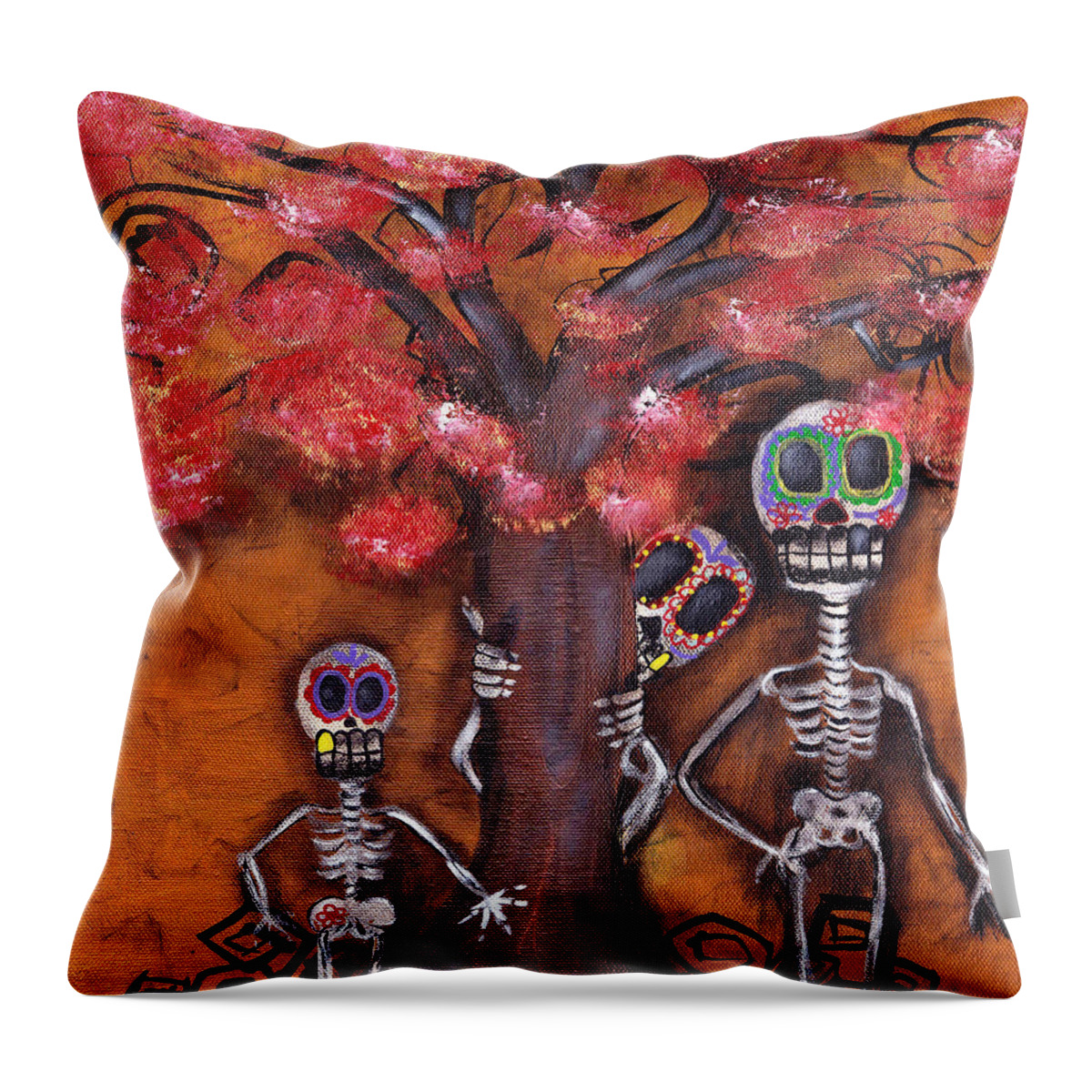 Day Of The Dead Throw Pillow featuring the painting Family Tree by Abril Andrade