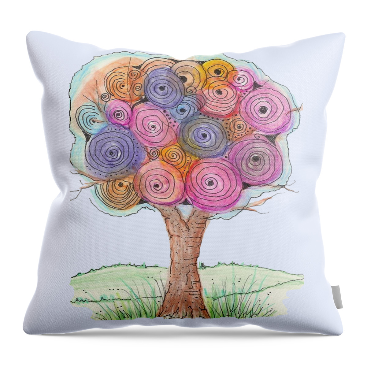 Colors Throw Pillow featuring the mixed media Family Tree by Ruth Dailey