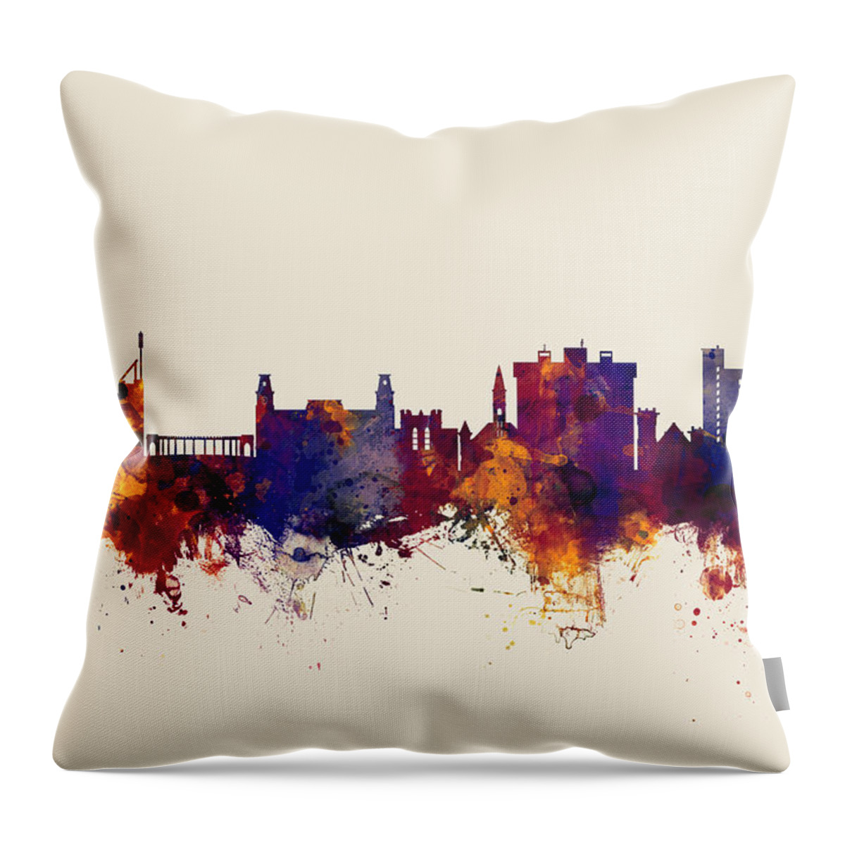 Fayetteville Throw Pillow featuring the digital art Fayetteville Arkansas Skyline by Michael Tompsett