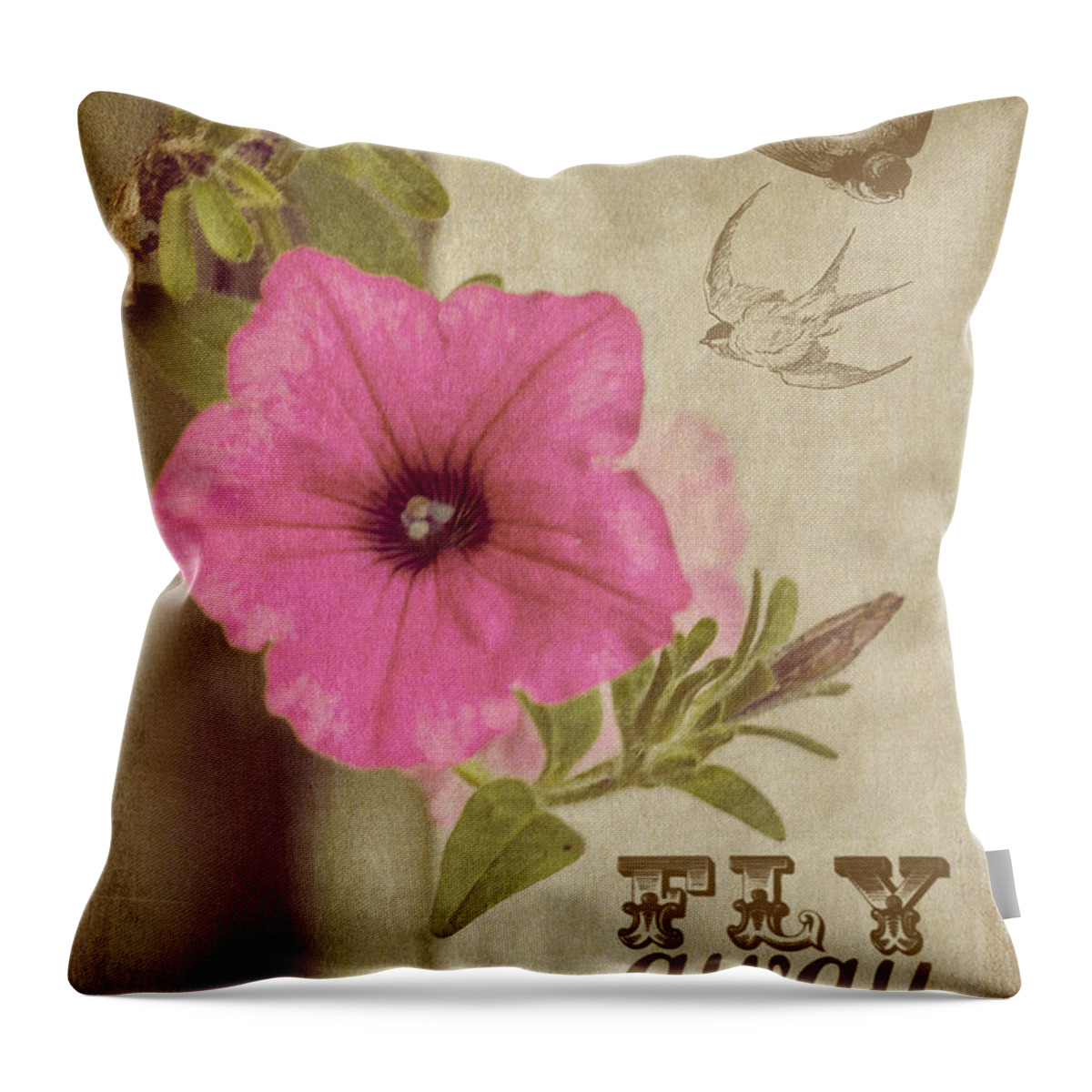 Greeting Card Throw Pillow featuring the photograph Fly Away by Cathy Kovarik