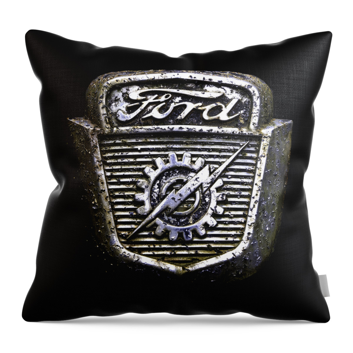 Ford Throw Pillow featuring the photograph Ford Emblem by Debra and Dave Vanderlaan