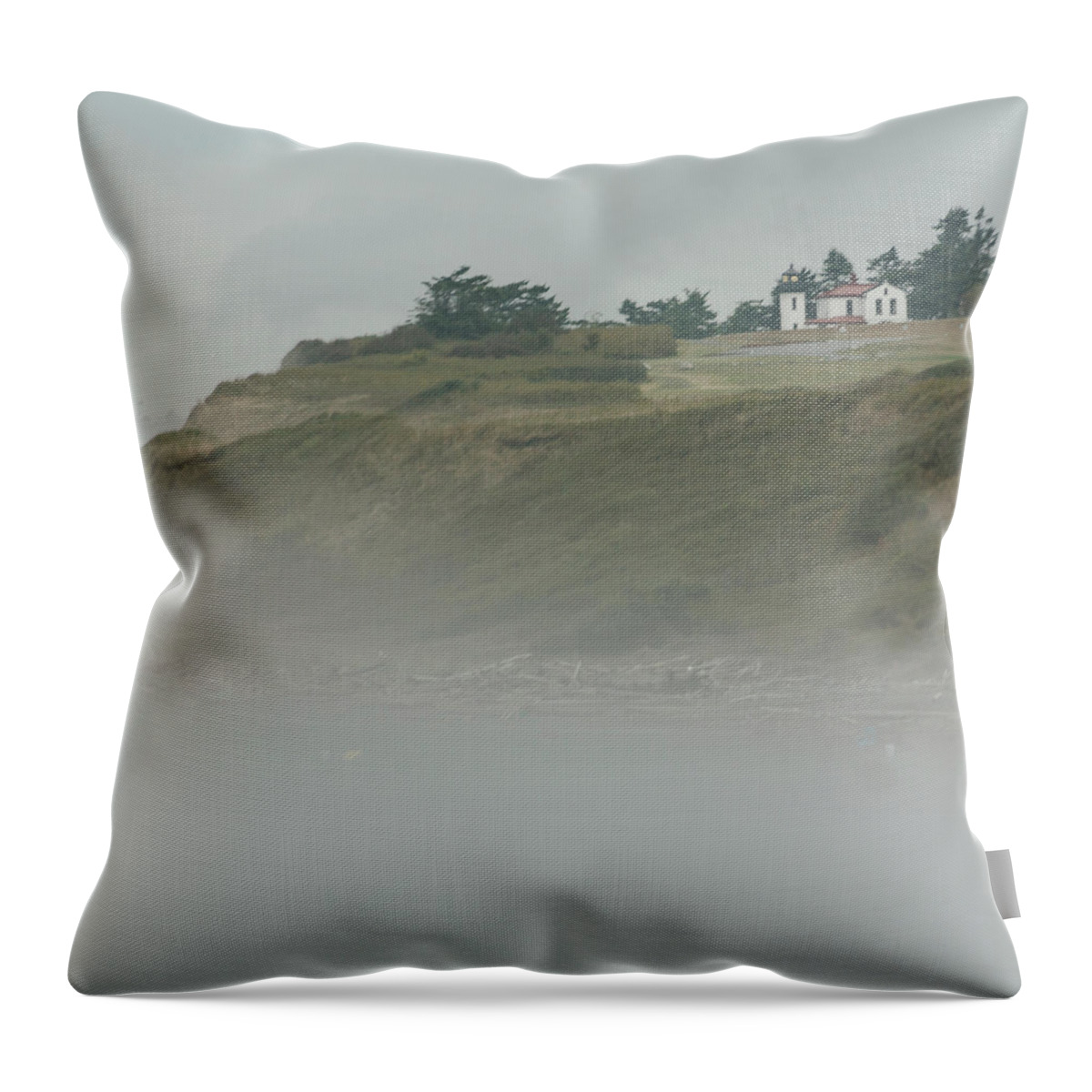 Ft. Casey Throw Pillow featuring the photograph Ft. Casey Lighthouse by Tony Locke