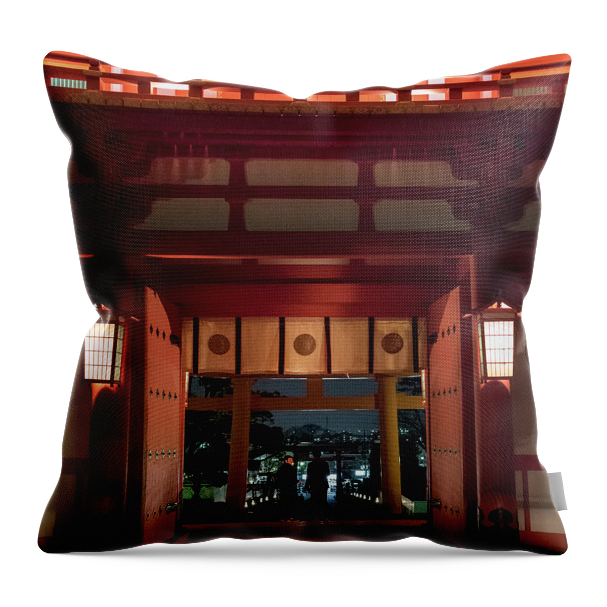 Shinto Throw Pillow featuring the photograph Fushimi Inari Taisha, Kyoto Japan by Perry Rodriguez