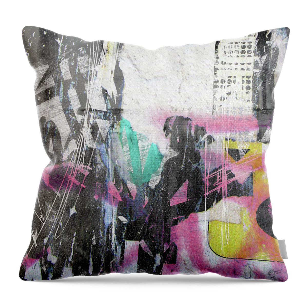 Graffiti Throw Pillow featuring the digital art Graffiti Grunge by Roseanne Jones