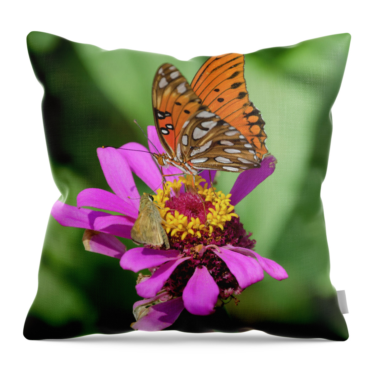 Butterfly Throw Pillow featuring the photograph Gulf Fritillary by Winnie Chrzanowski
