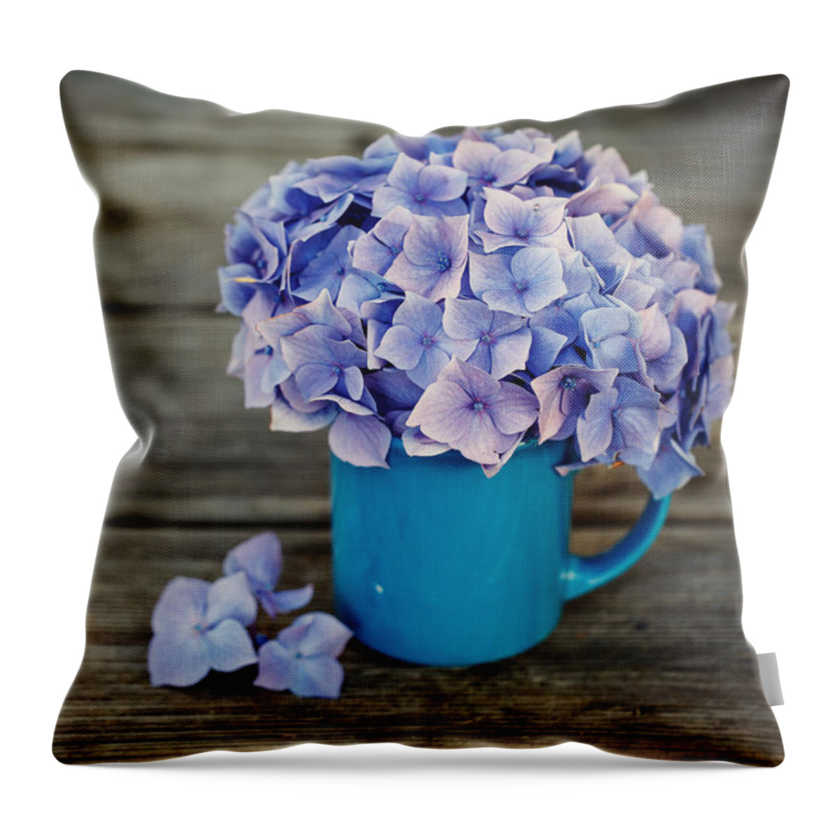 Hortensia Throw Pillow featuring the photograph Hortensia Flowers by Nailia Schwarz