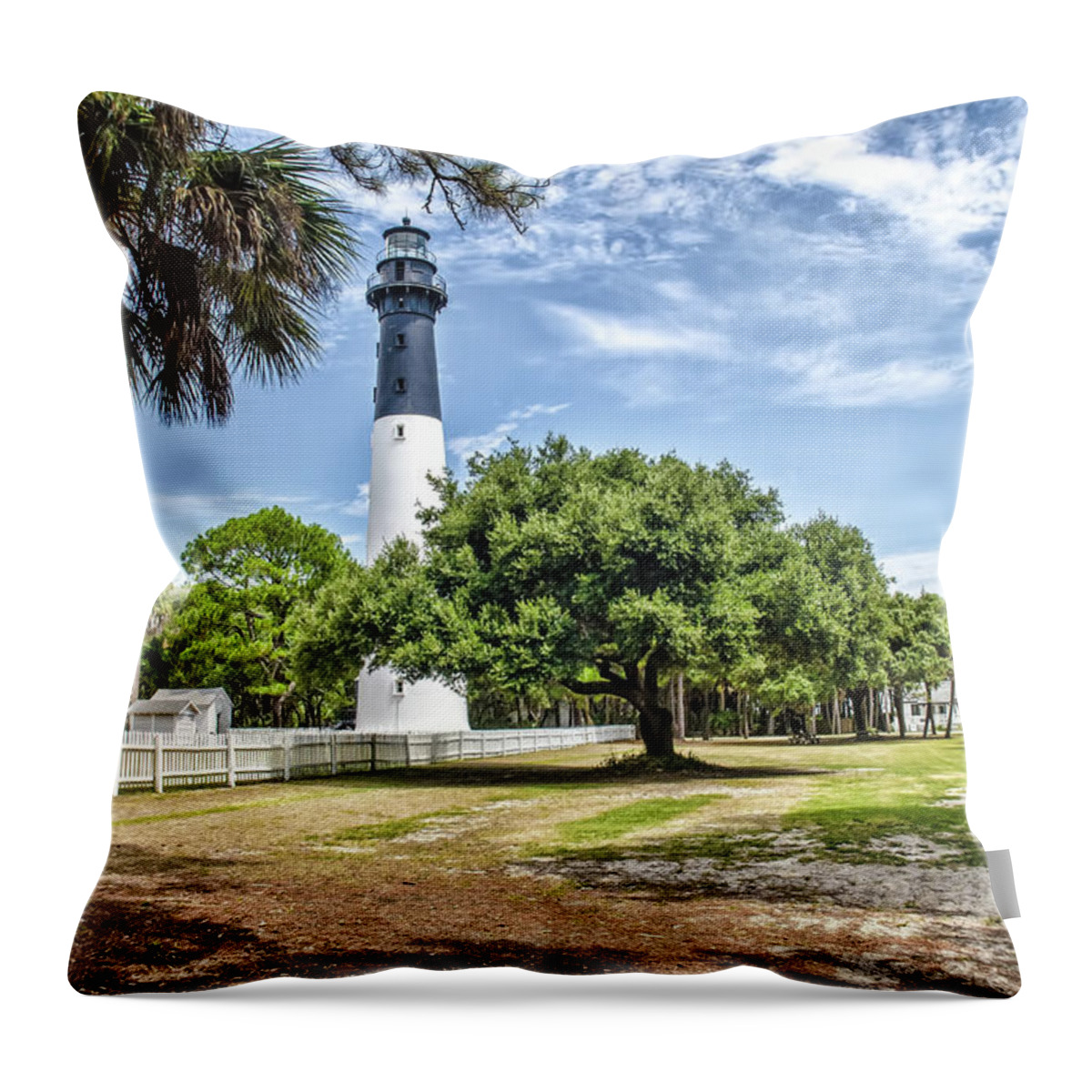 Hunting Island Throw Pillow featuring the photograph Hunting Island Lighthouse by Scott Hansen