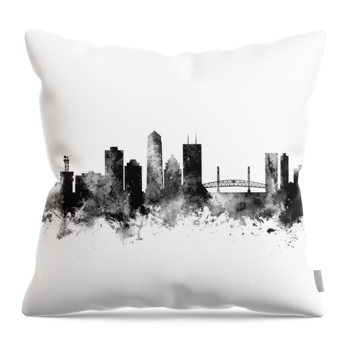 Jacksonville Throw Pillow featuring the digital art Jacksonville Florida Skyline by Michael Tompsett