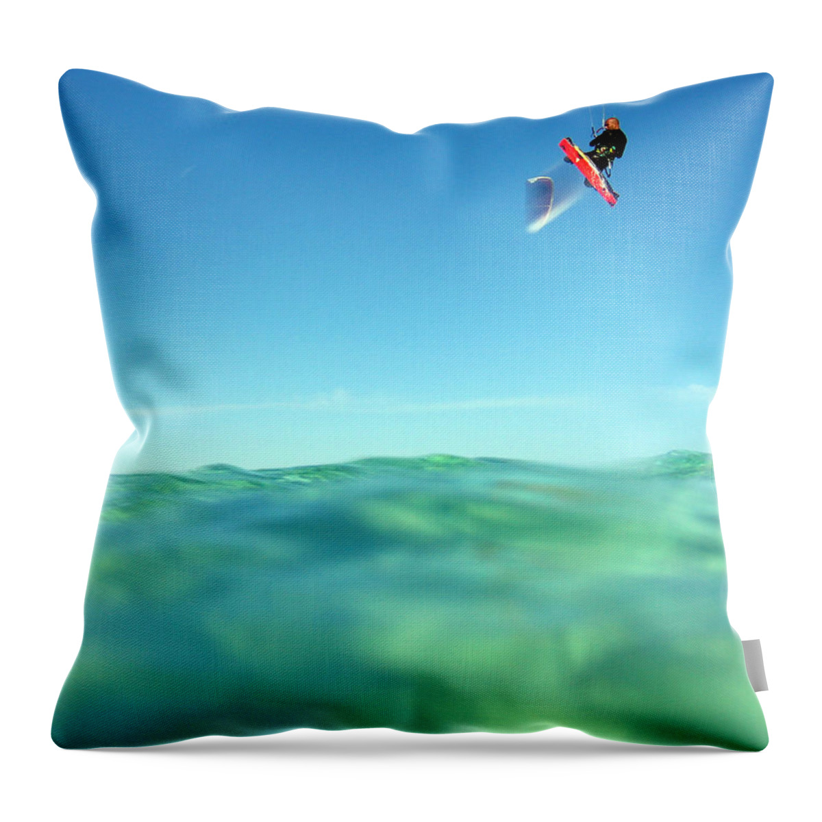 Adventure Throw Pillow featuring the photograph Kitesurfing by Stelios Kleanthous