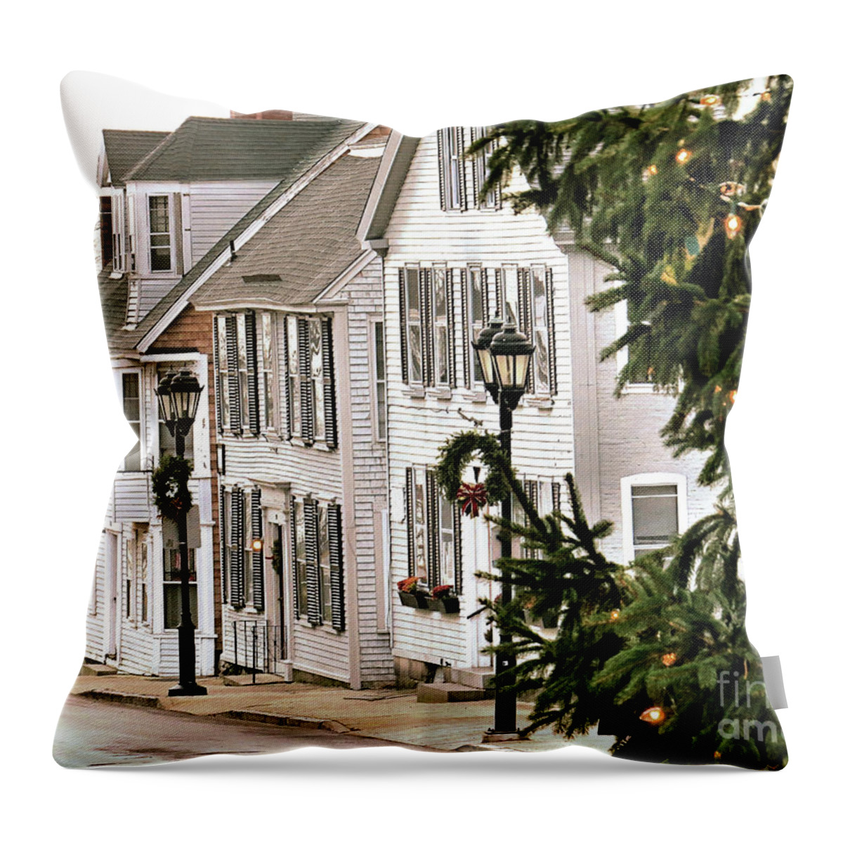 First Street Throw Pillow featuring the photograph Leyden Street by Janice Drew