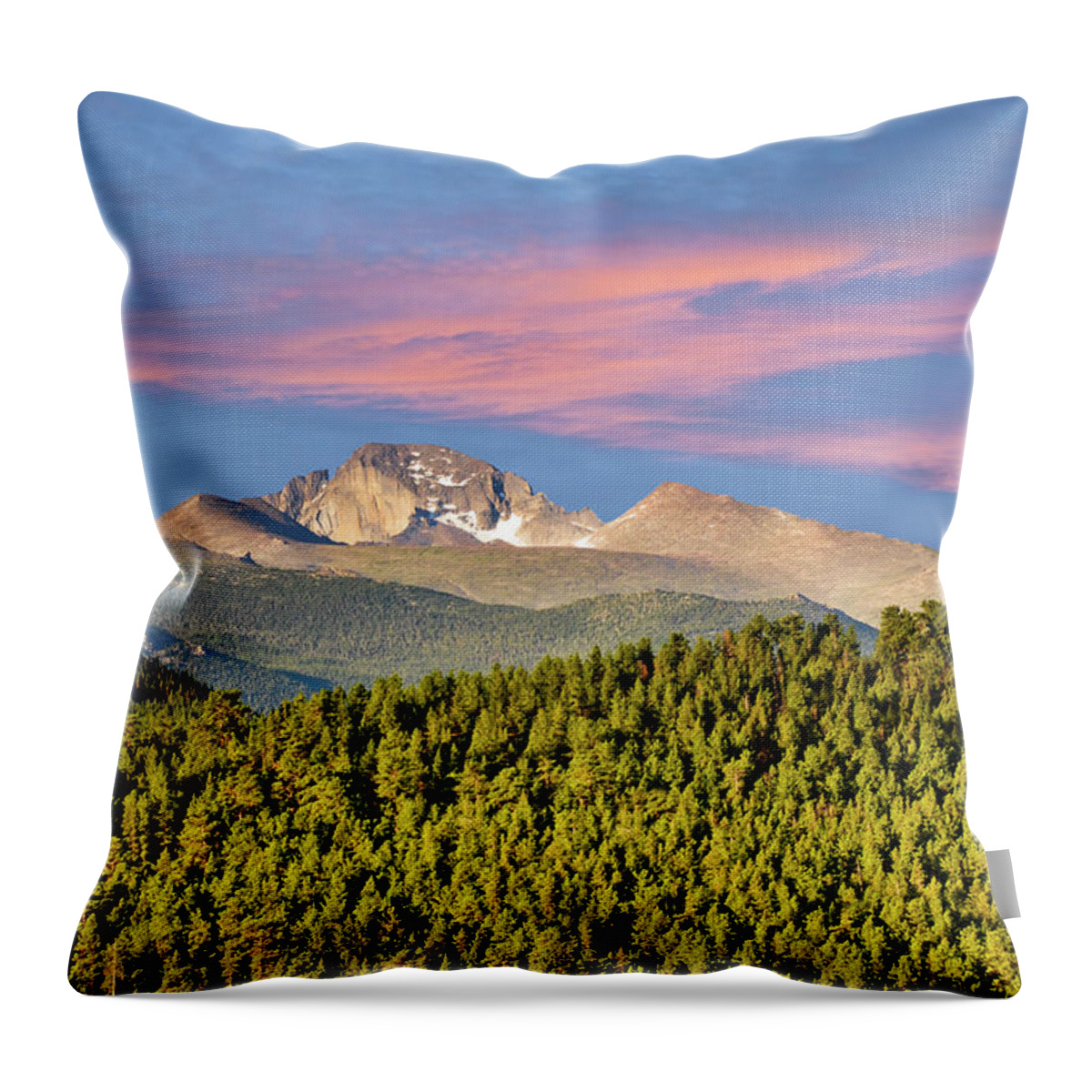 Beauty In Nature Throw Pillow featuring the photograph Longs Peak at Sunrise by Jeff Goulden