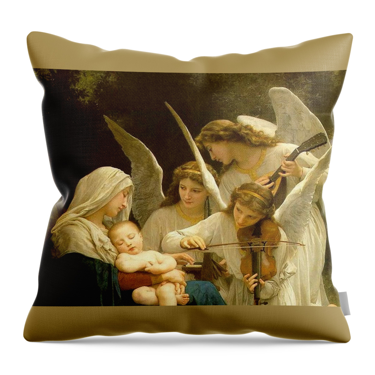 Nativity Throw Pillow featuring the painting Madonna and Child by William Bouguereau