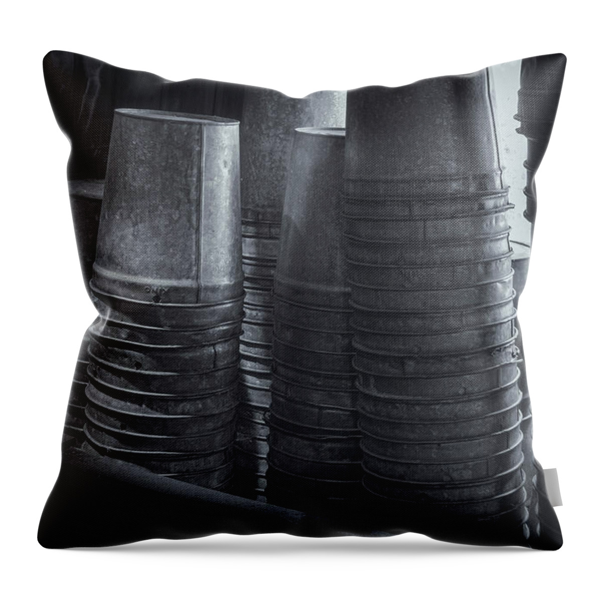 East Dover Vermont Throw Pillow featuring the photograph Maple Syrup Buckets by Tom Singleton