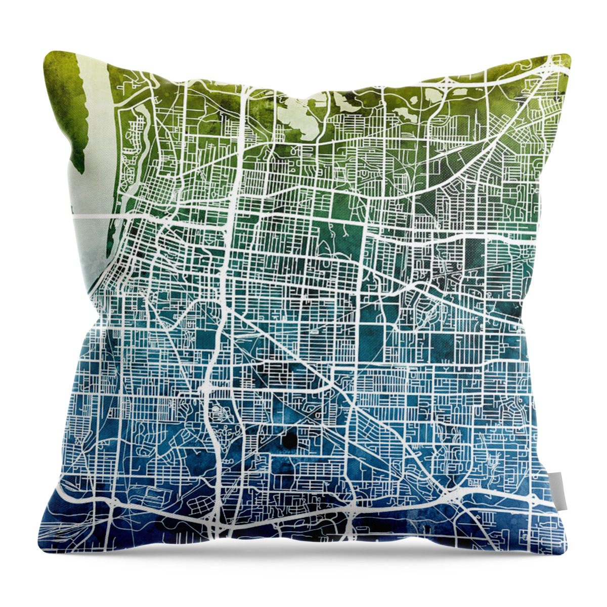 Memphis Throw Pillow featuring the digital art Memphis Tennessee City Map by Michael Tompsett
