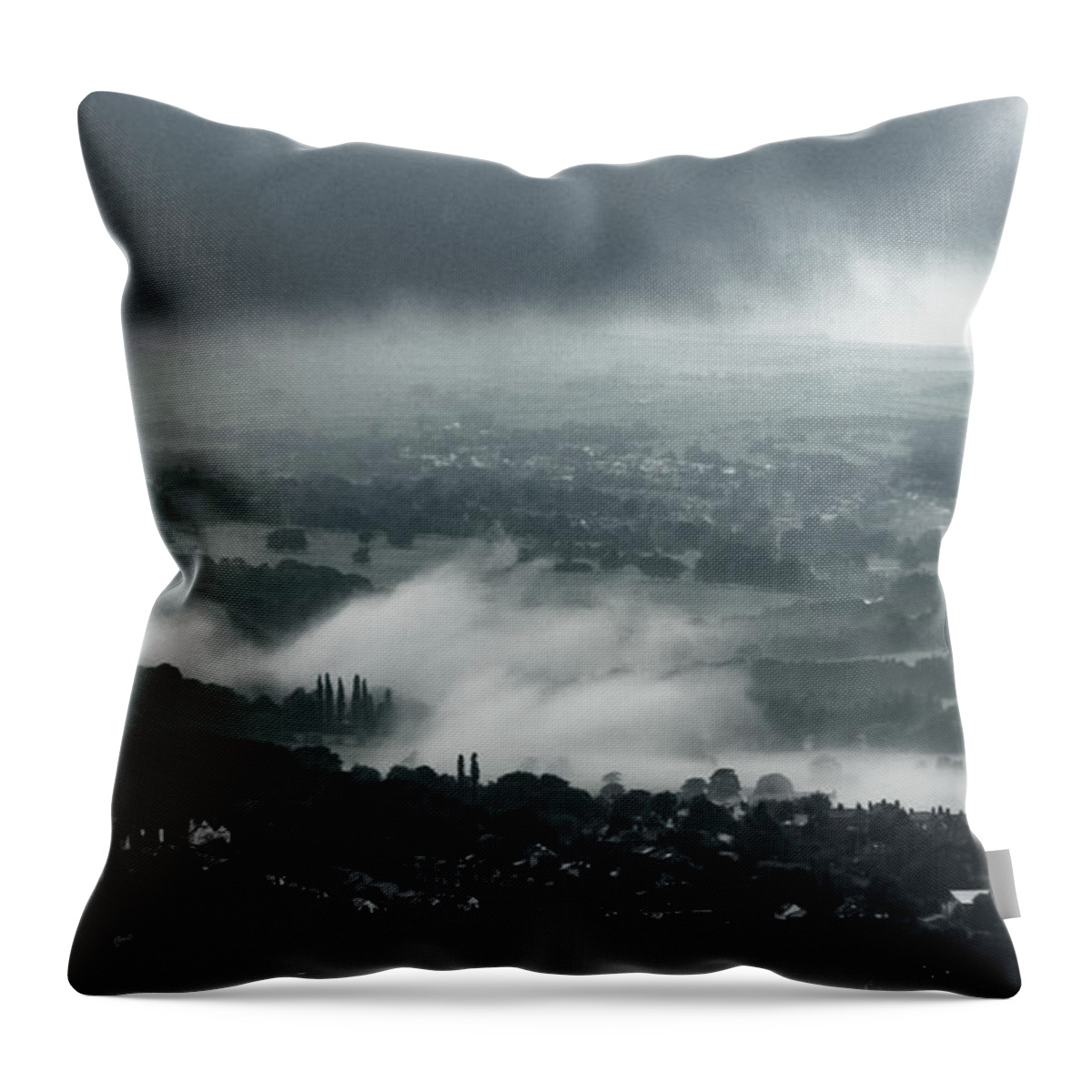 Airedale Throw Pillow featuring the photograph Misty morning in Ilkley by Mariusz Talarek