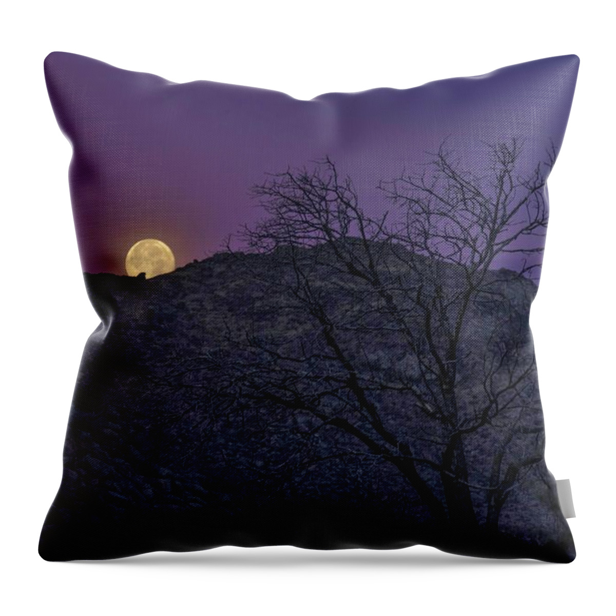 Full Throw Pillow featuring the photograph Moon set at sunrise by Gaelyn Olmsted