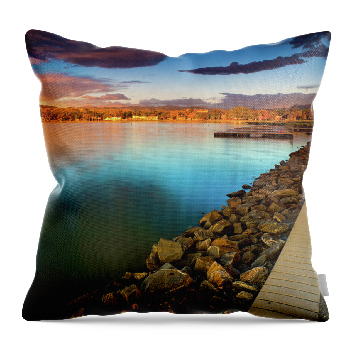 Sloan's Lake Throw Pillow featuring the photograph Morning Fleeting Light by John De Bord