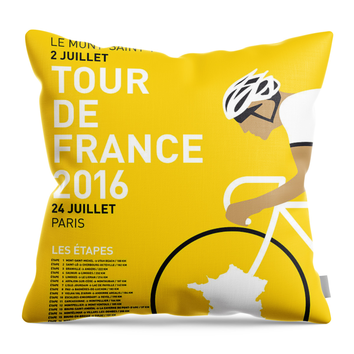 2016 Throw Pillow featuring the digital art My Tour De France Minimal Poster 2016 by Chungkong Art