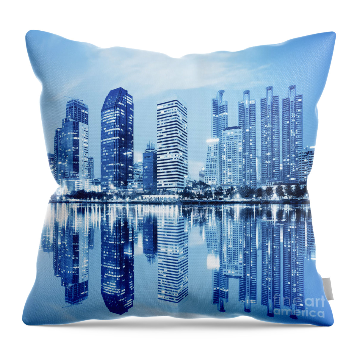 Architecture Throw Pillow featuring the photograph Night Scenes Of City by Setsiri Silapasuwanchai