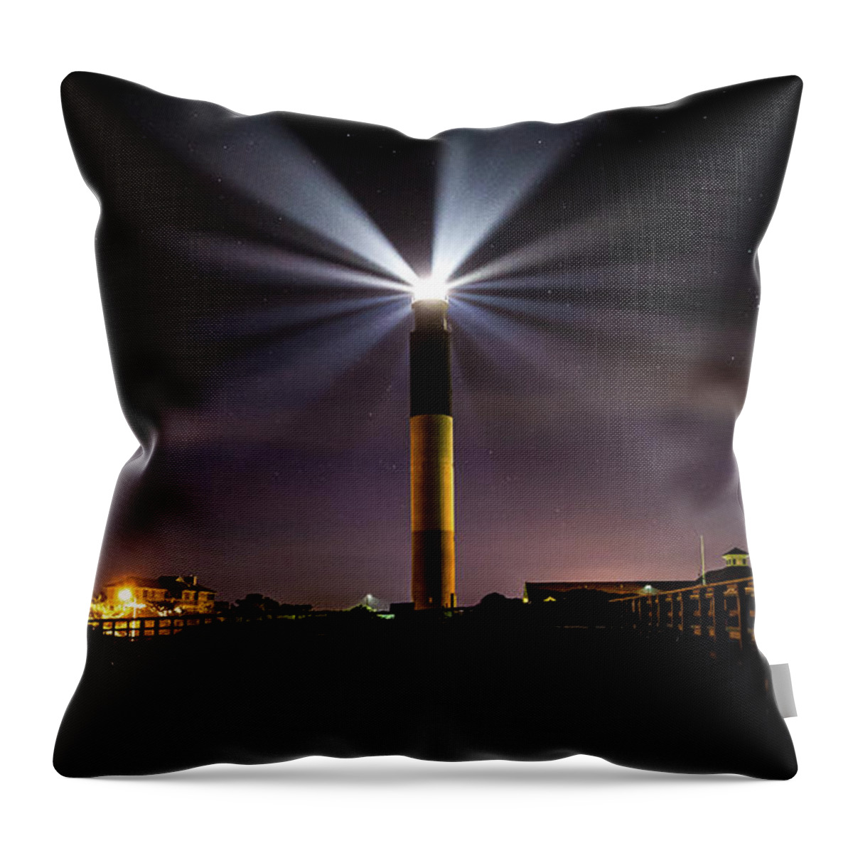 Oak Island Throw Pillow featuring the photograph Oak Island Lighthouse by Nick Noble