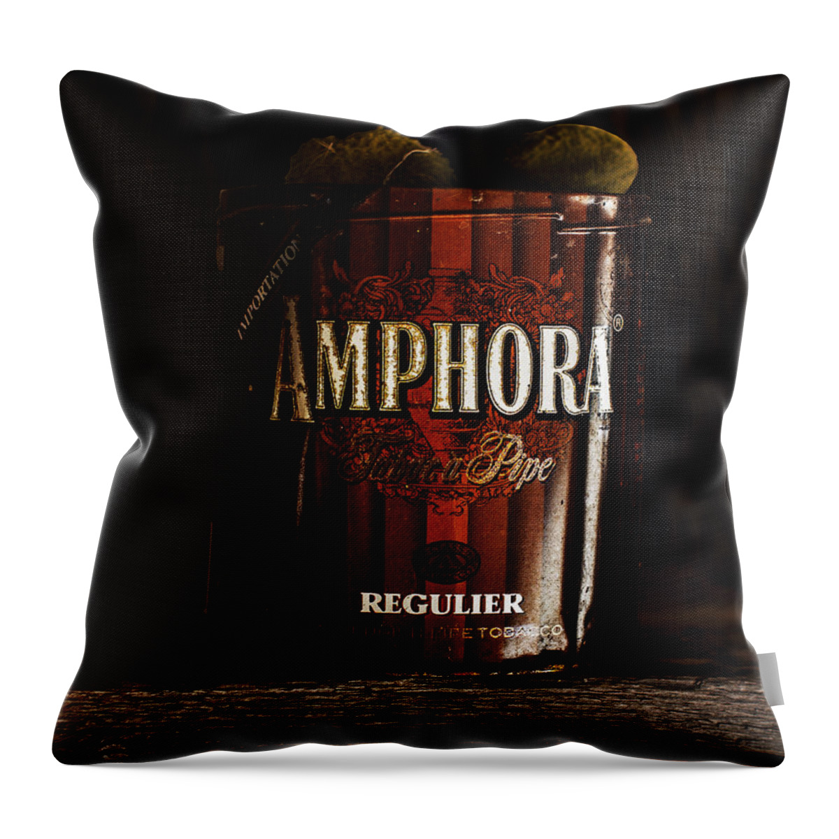 Antique Throw Pillow featuring the photograph Old Tobacco Can by Fred Denner