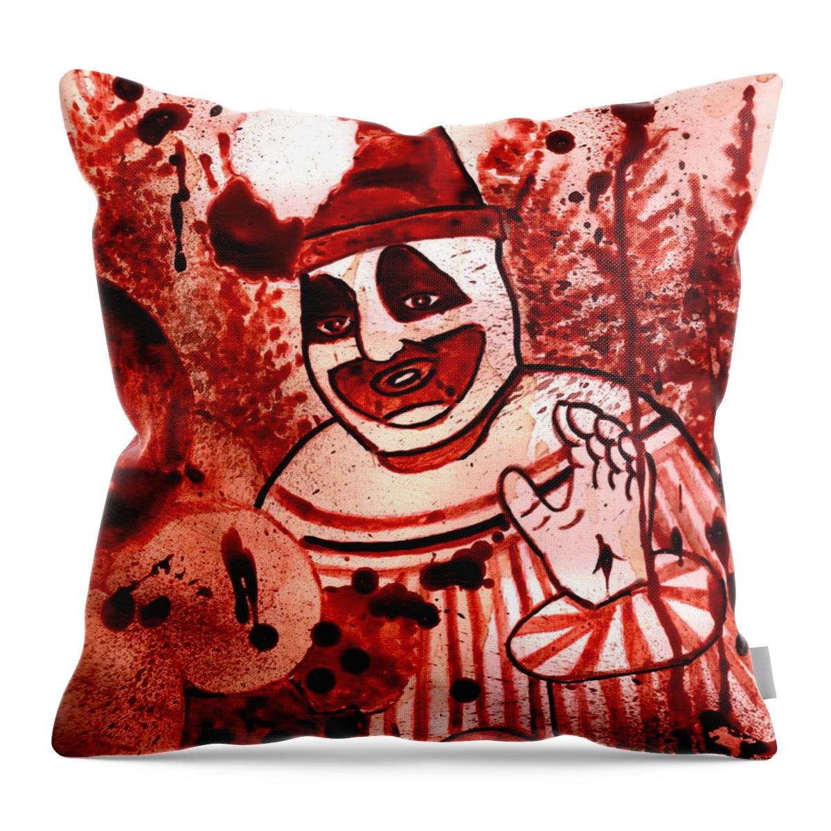  Throw Pillow featuring the painting Pogo Painted In Human Blood by Ryan Almighty
