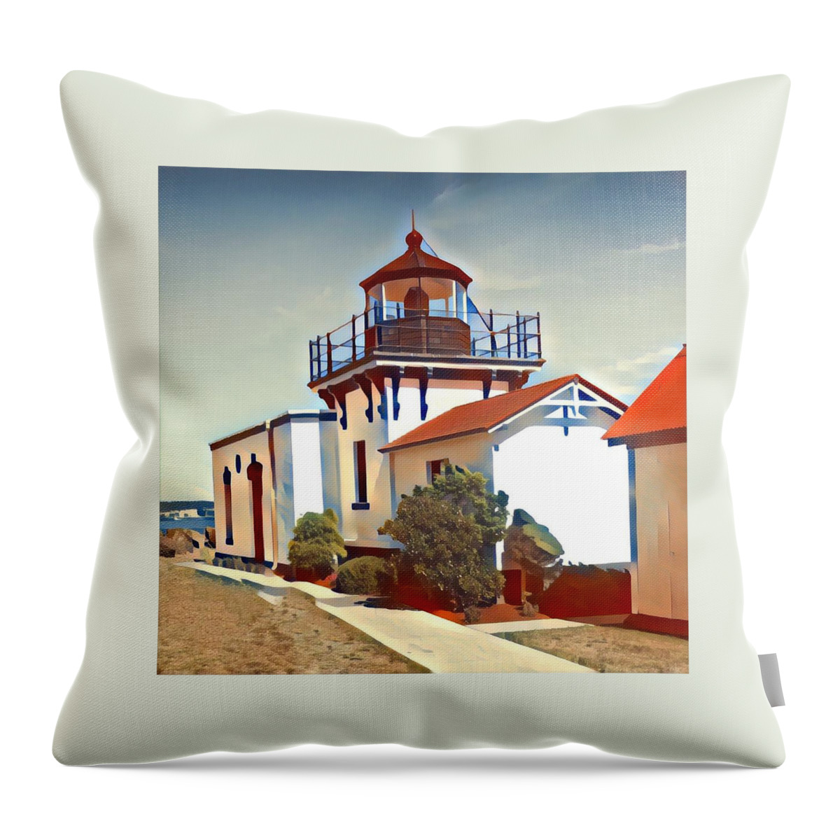 Abstract Throw Pillow featuring the photograph Point-No-Point Lighthouse #5 by Jerry Abbott