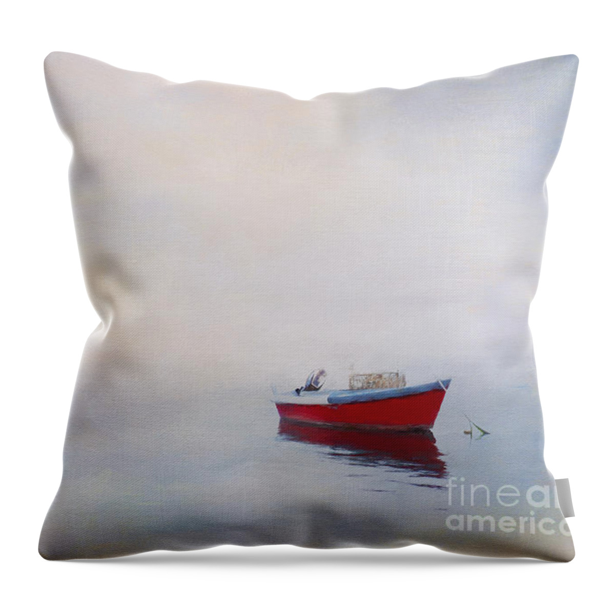 Boat Throw Pillow featuring the digital art Pop of Red by Jayne Carney