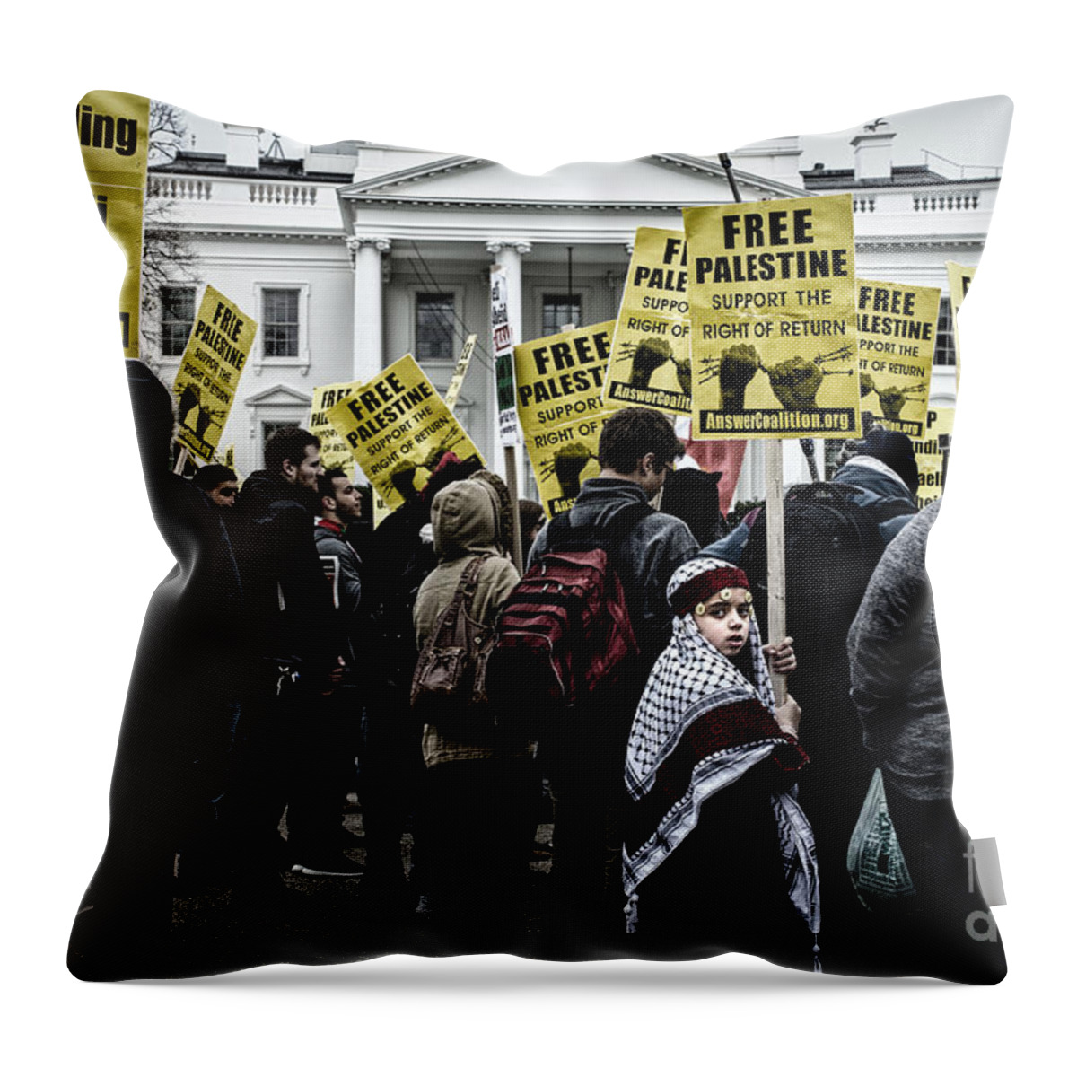 Palestine Throw Pillow featuring the photograph Protest by Jonas Luis