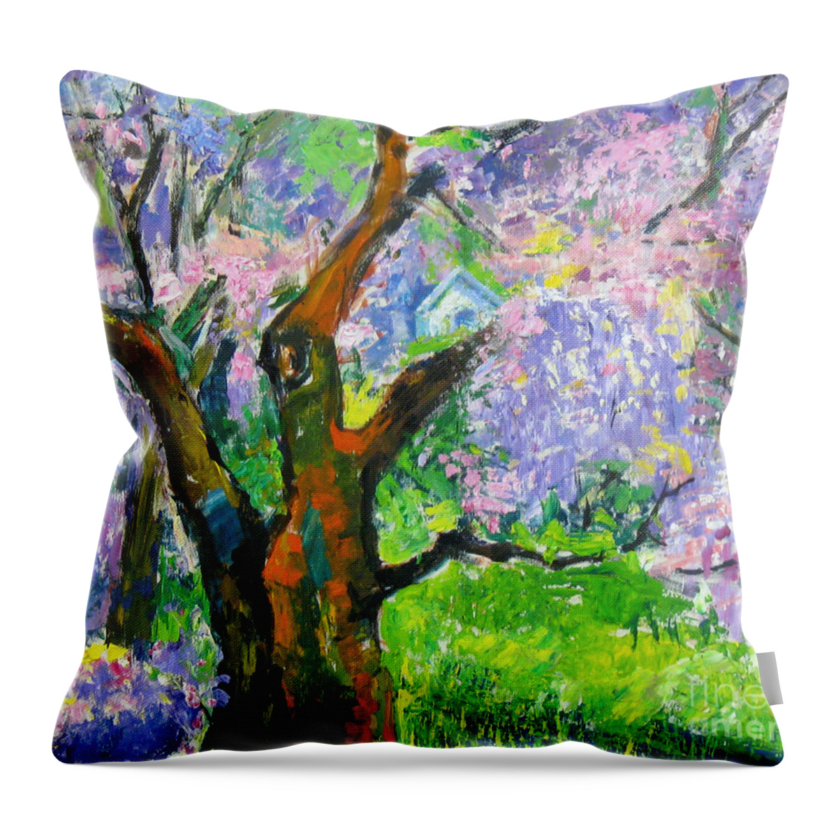 Purple Throw Pillow featuring the painting Purple II by Meihua Lu