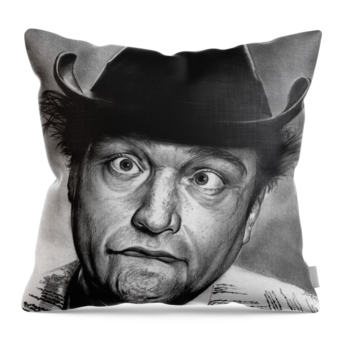 Celebrity Throw Pillow featuring the drawing Red Skelton by Greg Joens