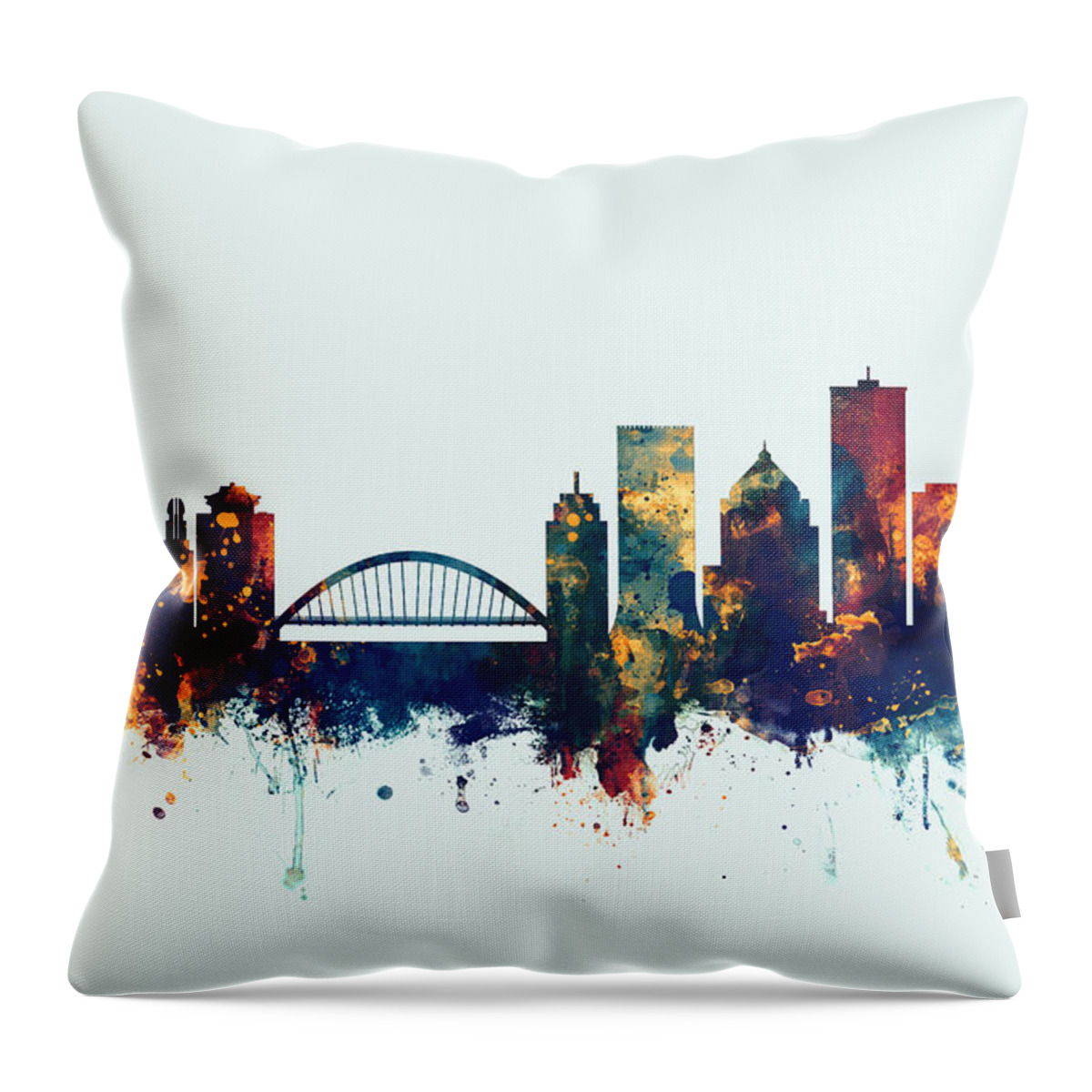 Rochester Throw Pillow featuring the digital art Rochester New York Skyline by Michael Tompsett