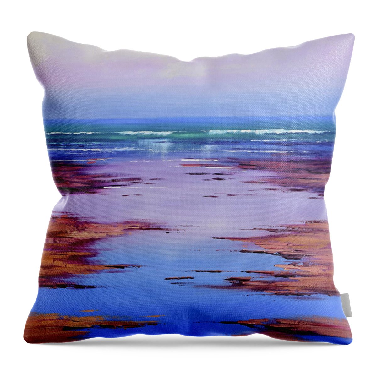 Nature Throw Pillow featuring the painting Rocky shoreline by Graham Gercken