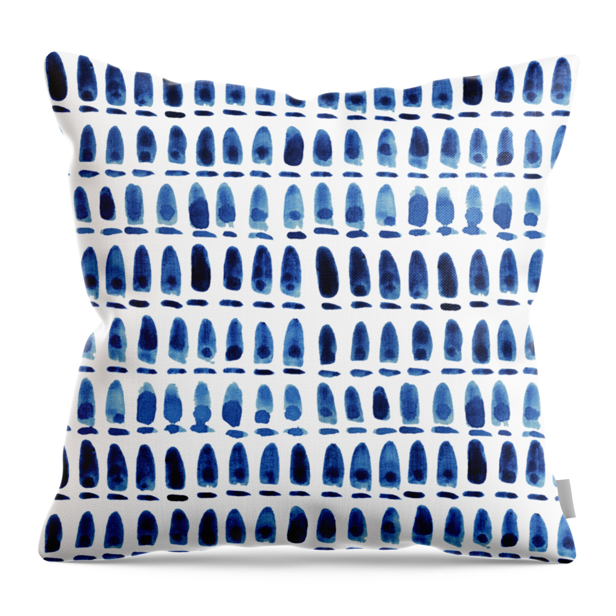 Shibori Throw Pillow featuring the painting Shibori Blue 1 - Patterned Sea Turtle over Indigo Ombre Wash by Audrey Jeanne Roberts