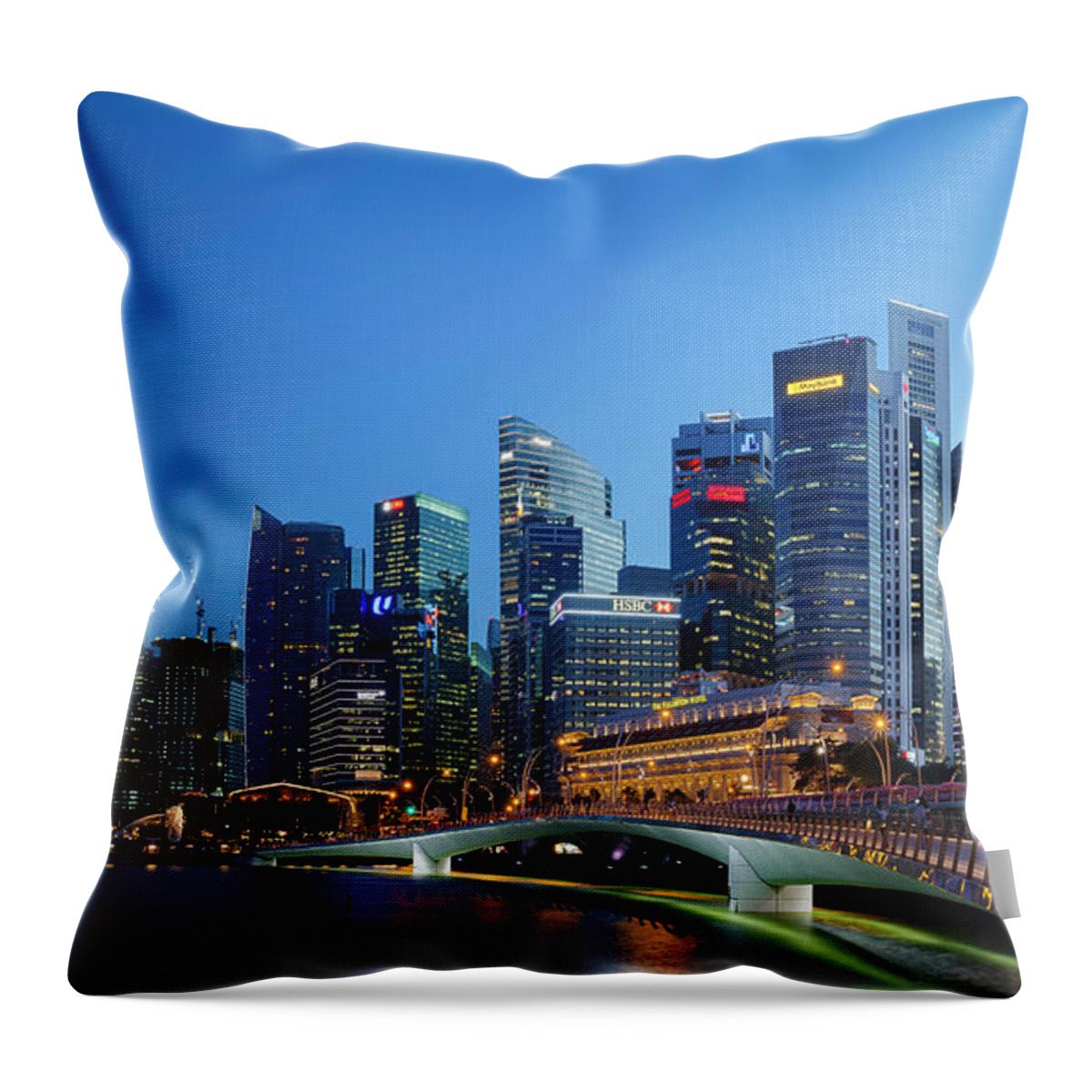 Panorama Throw Pillow featuring the photograph Singapore Skyline Panorama by Rick Deacon
