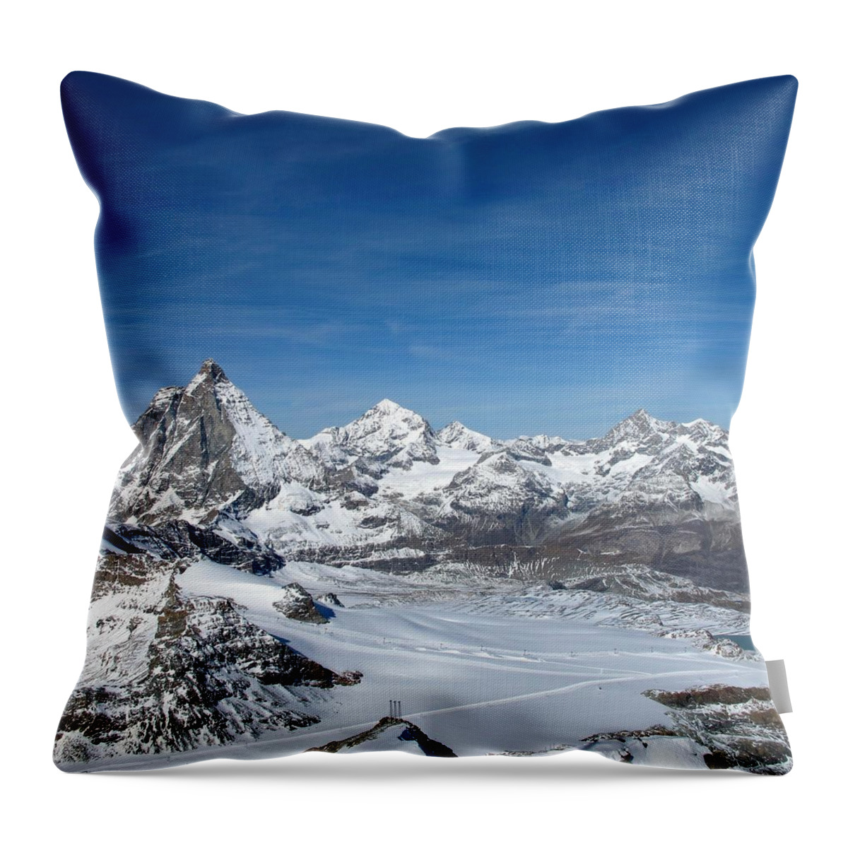 Zermatt Throw Pillow featuring the photograph Skking in the Alps by Sue Morris