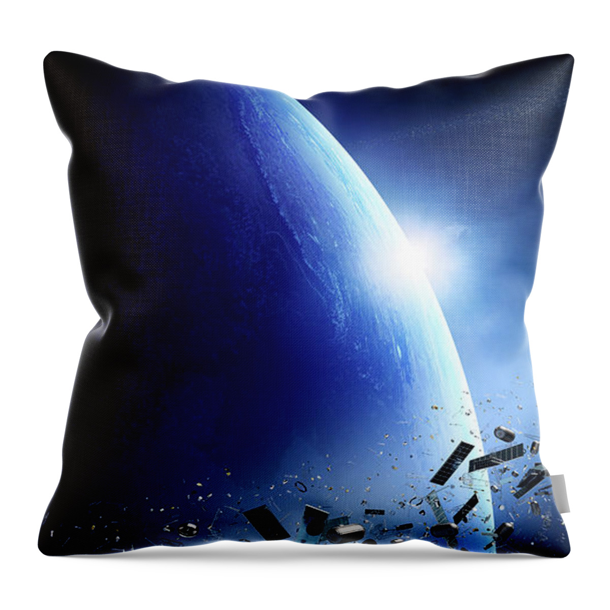 Earth Throw Pillow featuring the photograph Space junk orbiting earth by Johan Swanepoel