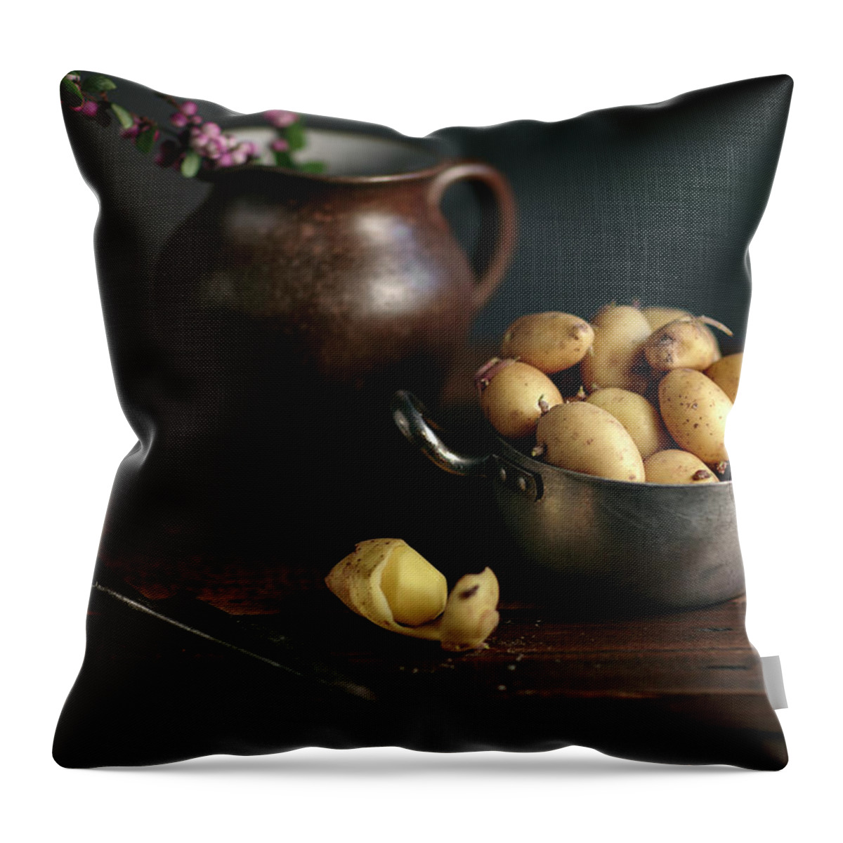 Potato Throw Pillow featuring the photograph Still Life with Potatoes by Nailia Schwarz
