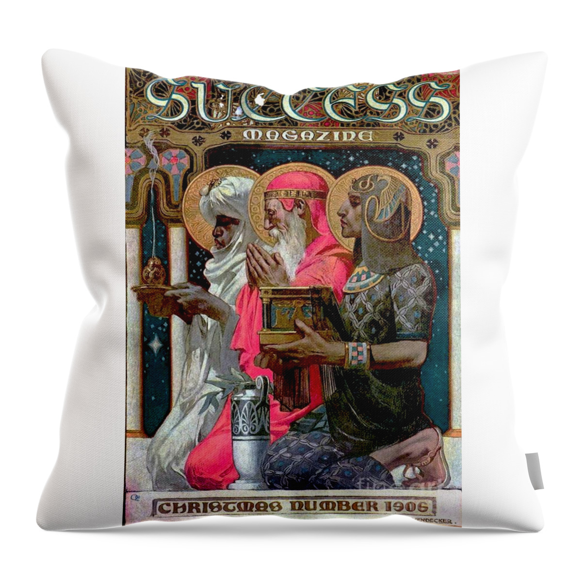 Joseph Christian Leyendecker Throw Pillow featuring the painting Success Magazine Christmas by MotionAge Designs