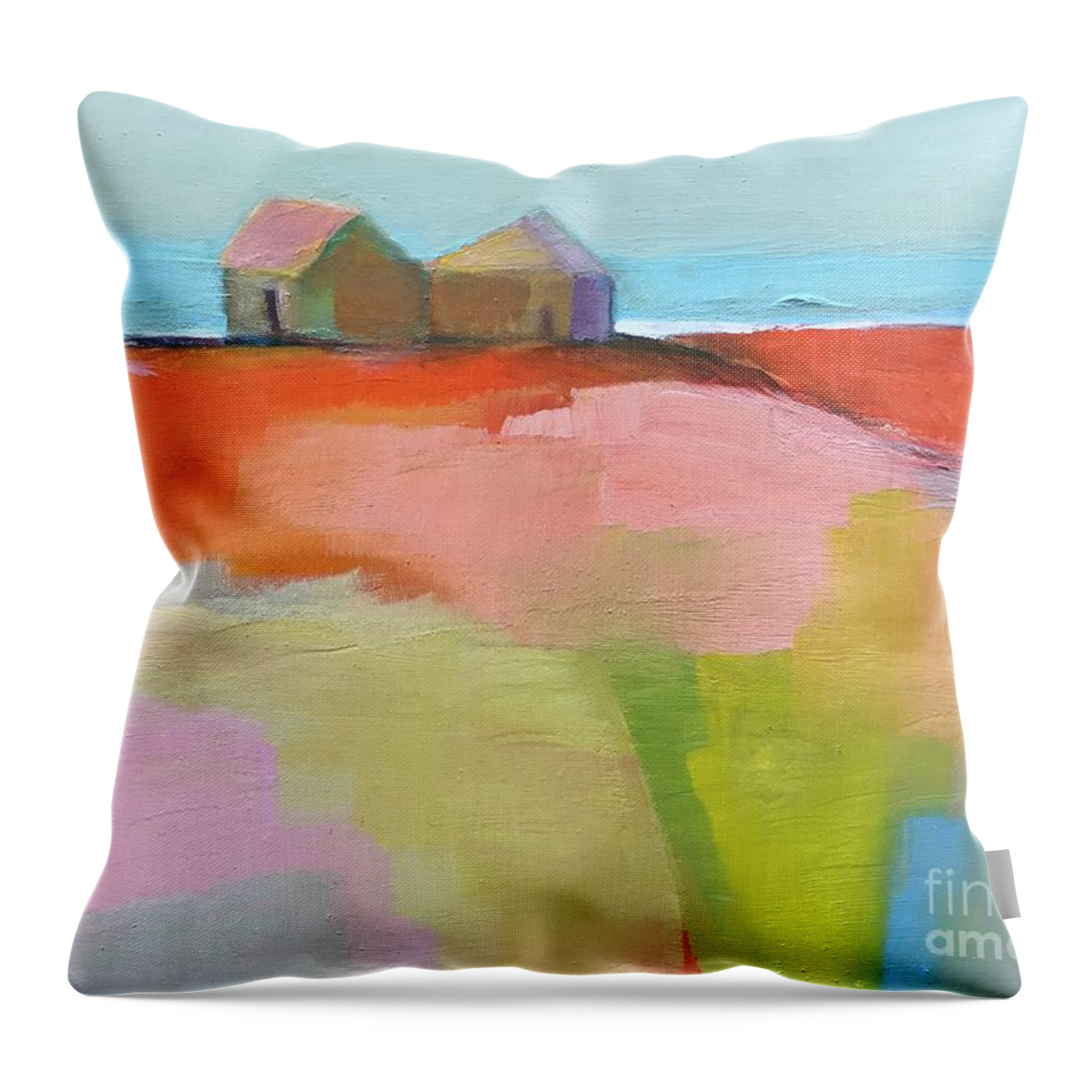 Landscape Throw Pillow featuring the painting Summer Heat by Michelle Abrams
