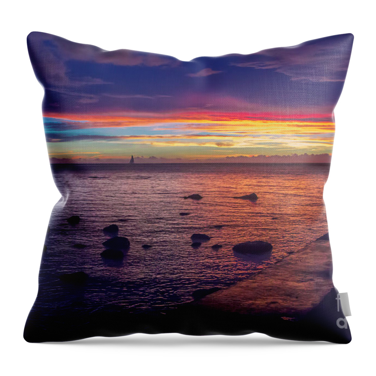 Sunset Throw Pillow featuring the photograph Sunset at Mauritius by Amanda Mohler