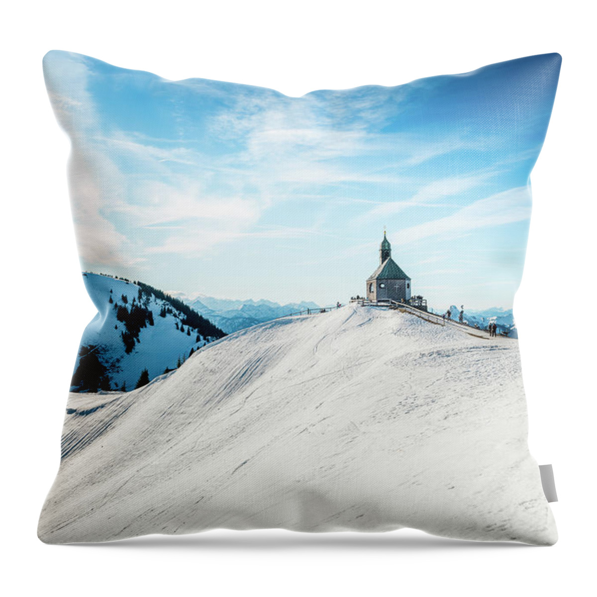 Wallberg Throw Pillow featuring the photograph The chapel in the alps by Hannes Cmarits