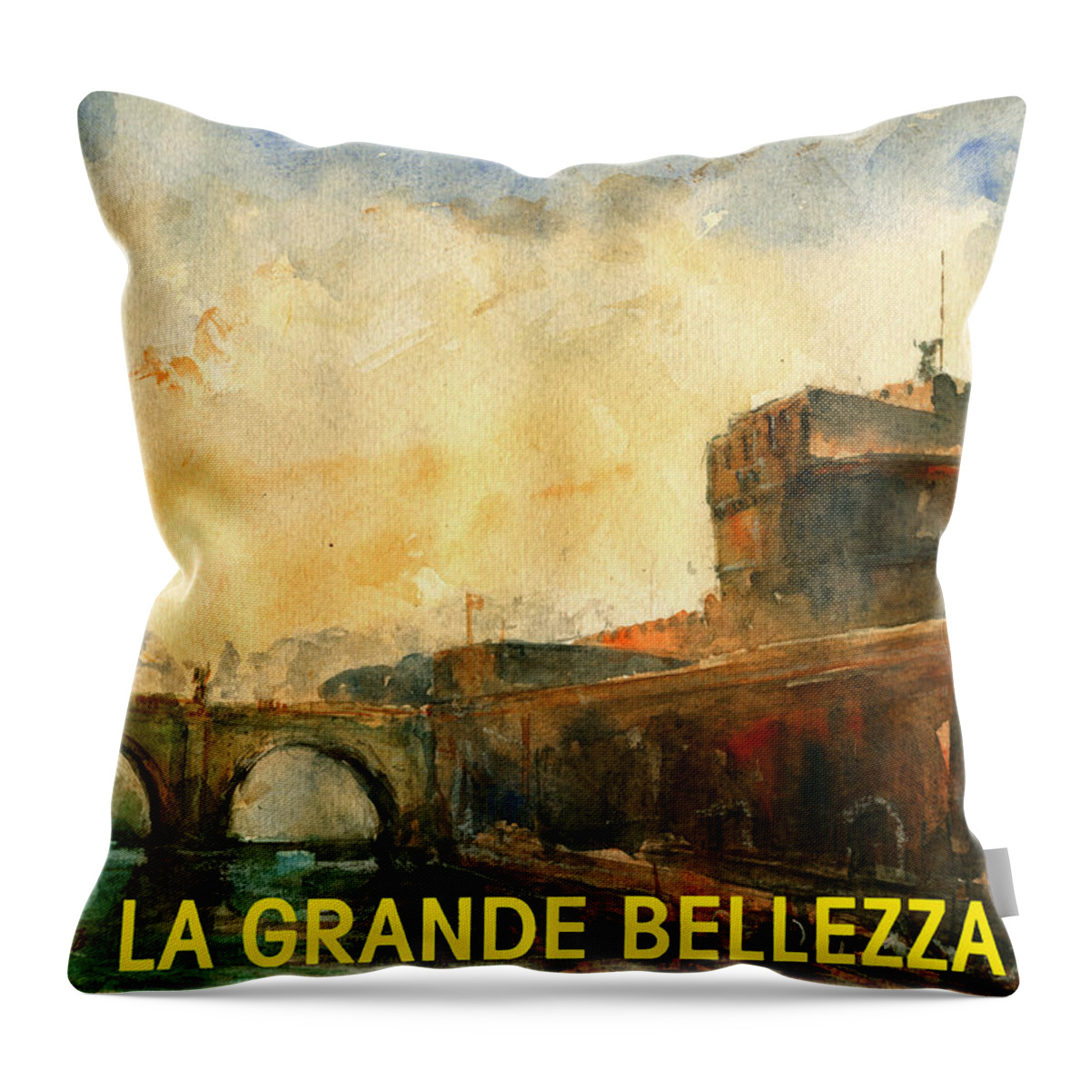 The Great Beauty Throw Pillow featuring the painting The great beauty poster film by Juan Bosco