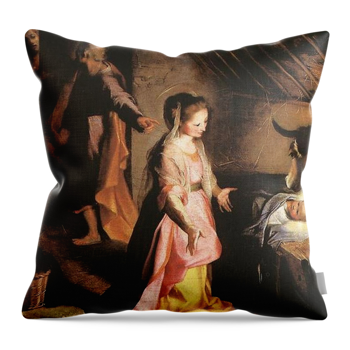 Nativity Throw Pillow featuring the painting The Nativity by Federico Barocci