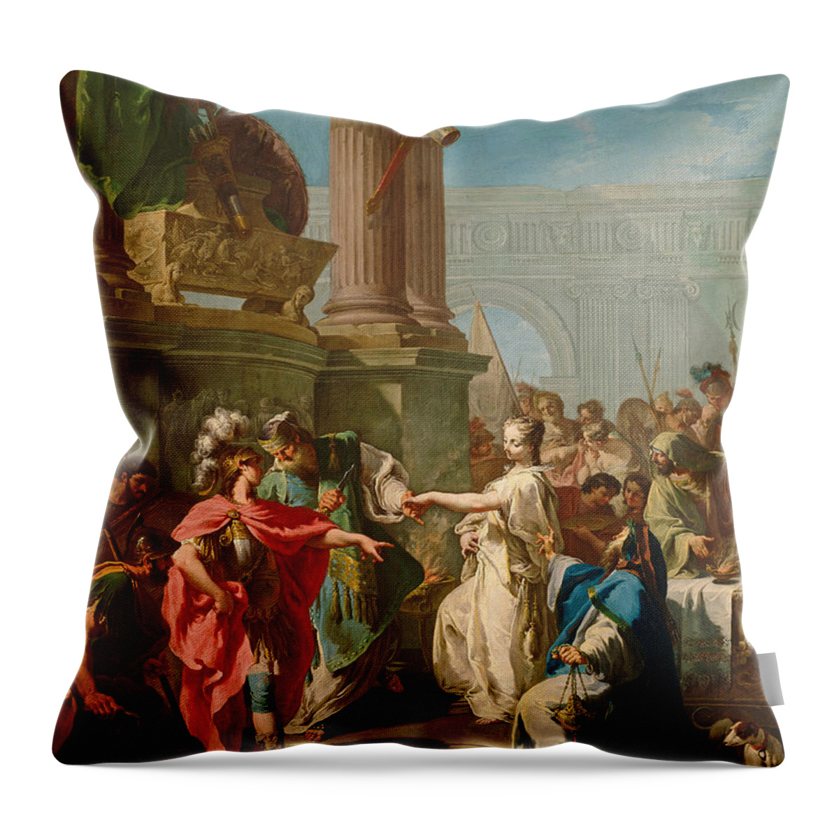 Giambattista Pittoni Throw Pillow featuring the painting The Sacrifice of Polyxena by Giambattista Pittoni