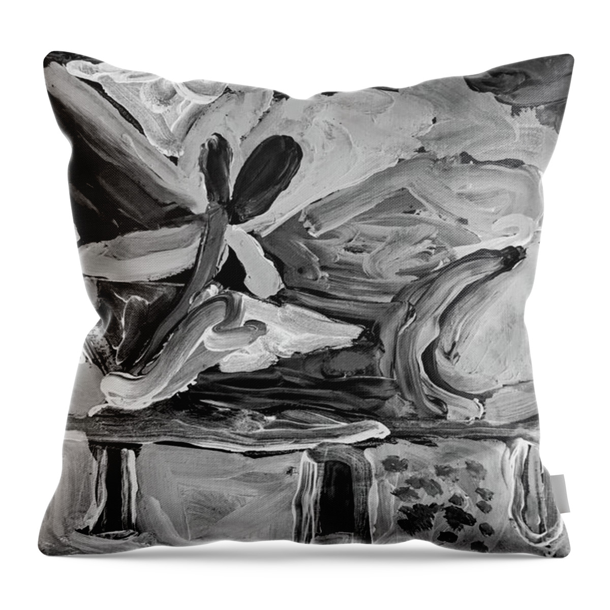  Throw Pillow featuring the painting The Very Big Flower by Abigail White