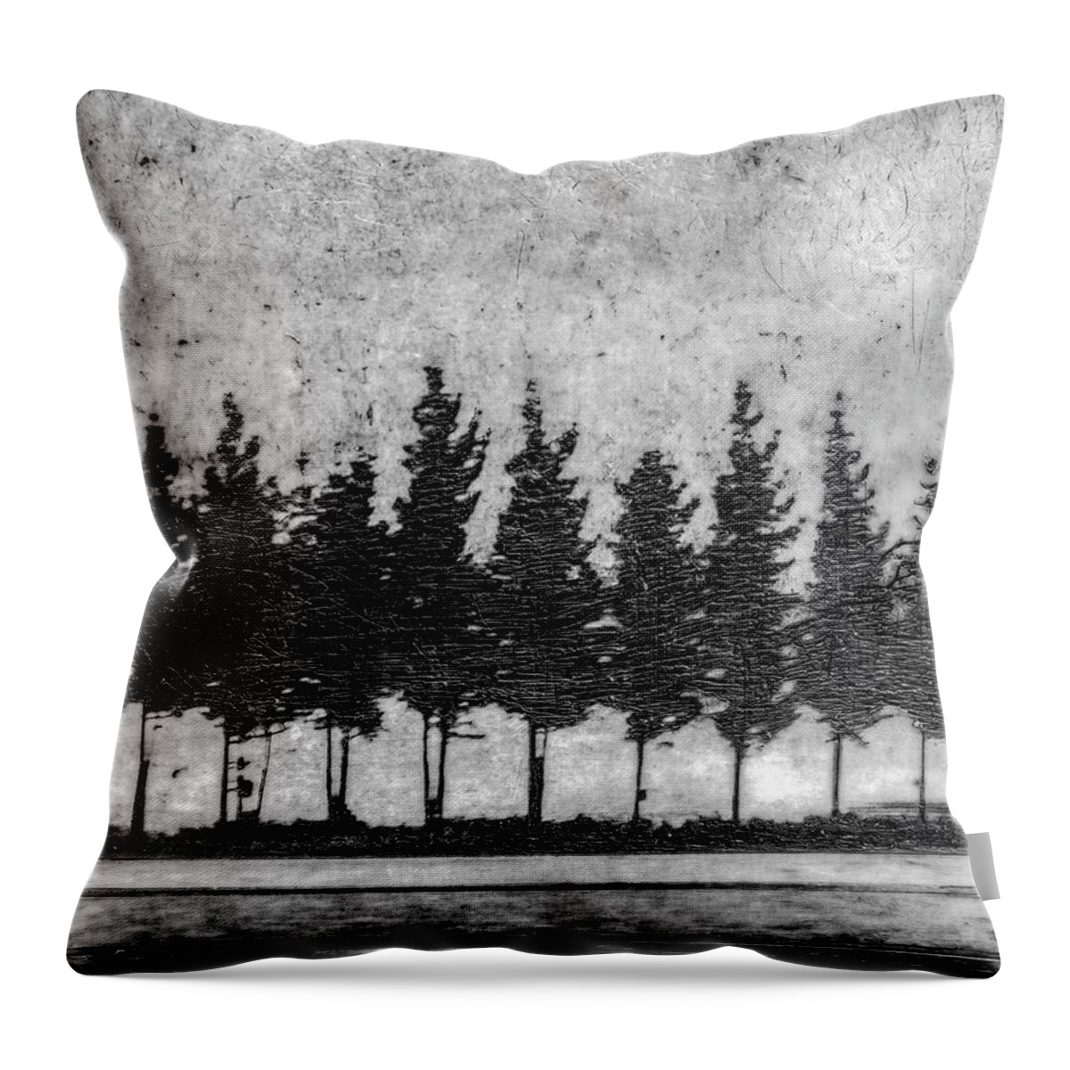 Tree Throw Pillow featuring the mixed media Tree Road by Roseanne Jones