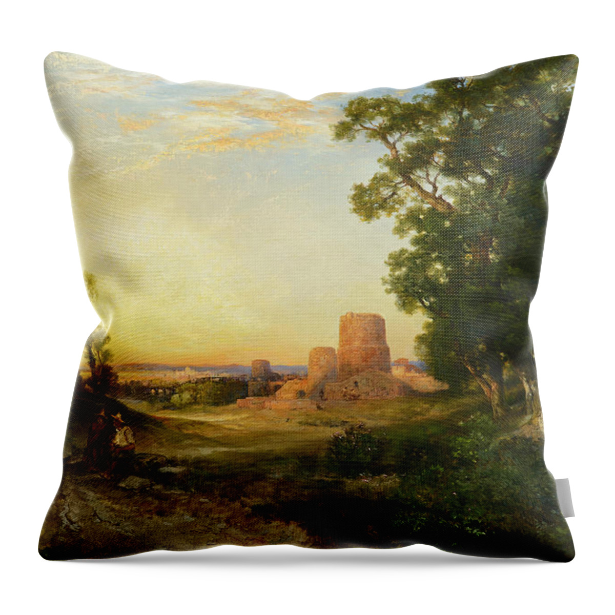 Thomas Moran Throw Pillow featuring the painting Tula the Ancient Capital of Mexico by Thomas Moran