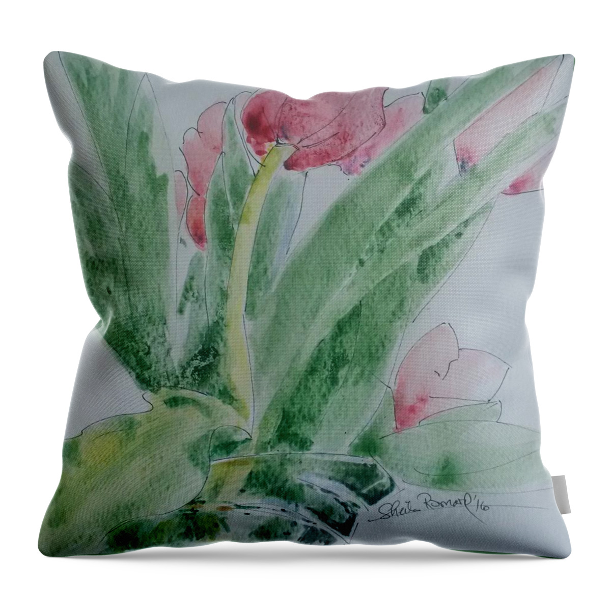 Tulips Throw Pillow featuring the painting Tulips by Sheila Romard